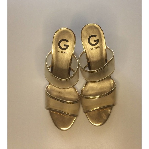 Guess Sz9 Clear Heel W Gold SlipOn Shoe Pre-Owned - Picture 4 of 4